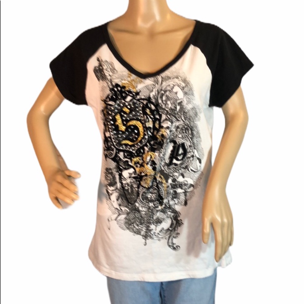 South Pole Graphic Tee Steampunk Rhinestones XXL